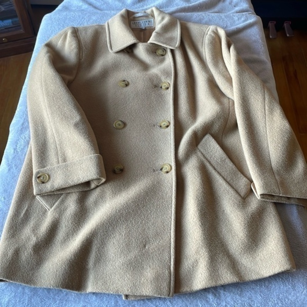 Larry Levine Camel Hair Pea Coat, tan, 12P